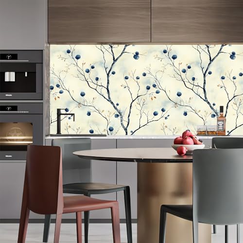 Generisch tapete selbstklebend 44wX1000Lcm Blaue Pflaumenblüte tapete steinoptik Modernes Wanddesign für Arbeitszimmer oder Home Office – selbstklebend und rückstandslos entfernbar EBZ9-263787 von Generisch