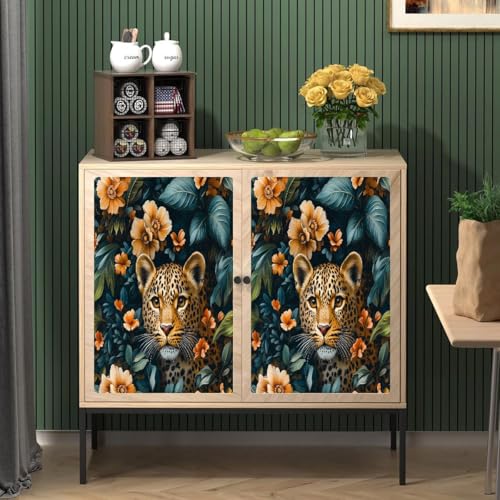Generisch tapete selbstklebend 44wX1000Lcm Blumen Und Grüne Blätter Leopard raufasertapete Schnelle Raumgestaltung mit Stil – wasserabweisend, strapazierfähig und leicht anzubringen EBZ9-262557 von Generisch