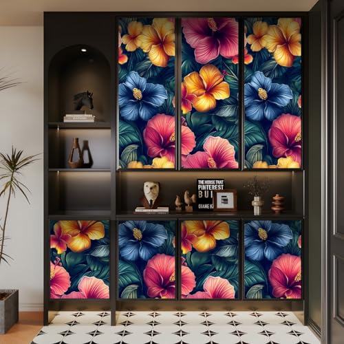 Generisch tapete selbstklebend 44wX1000Lcm Bunte Blumen Und Grüne Blätter raufasertapete Schnelle Raumgestaltung mit Stil – wasserabweisend, strapazierfähig und leicht anzubringen EBZ9-263321 von Generisch