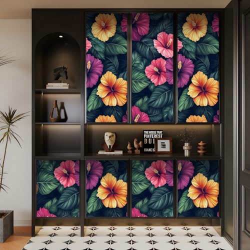 Generisch tapete selbstklebend 44wX1000Lcm Bunte Blumen Und Grüne Blätter raufasertapete Schnelle Raumgestaltung mit Stil – wasserabweisend, strapazierfähig und leicht anzubringen EBZ9-263337 von Generisch