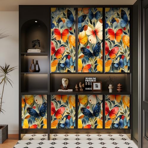 Generisch tapete selbstklebend 44wX1000Lcm Bunte Schmetterlinge tapete steinoptik Modernes Wanddesign für Arbeitszimmer oder Home Office – selbstklebend und rückstandslos entfernbar EBZ9-262516 von Generisch