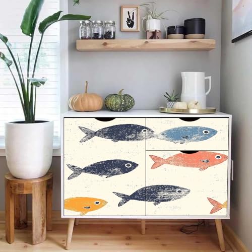 Generisch tapete selbstklebend 44wX1000Lcm Bunter Cartoon-Fisch raufasertapete Schnelle Raumgestaltung mit Stil – wasserabweisend, strapazierfähig und leicht anzubringen EBZ9-262824 von Generisch