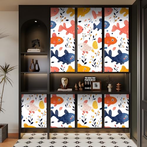 Generisch tapete selbstklebend 44wX1000Lcm Bunter Cartoon-Fisch tapete steinoptik Modernes Wanddesign für Arbeitszimmer oder Home Office – selbstklebend und rückstandslos entfernbar EBZ9-262828 von Generisch