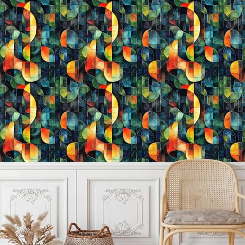 Generisch tapete selbstklebend 44wX1000Lcm Buntglasfenster Textur tapete steinoptik Modernes Wanddesign für Arbeitszimmer oder Home Office – selbstklebend und rückstandslos entfernbar EBZ9-262177 von Generisch