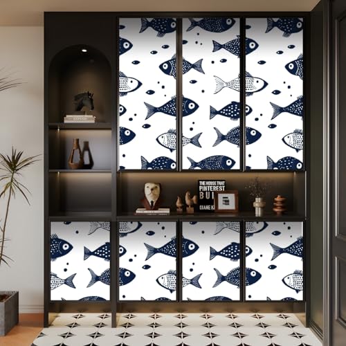 Generisch tapete selbstklebend 44wX1000Lcm Cartoon-Kunst-Fisch tapete steinoptik Modernes Wanddesign für Arbeitszimmer oder Home Office – selbstklebend und rückstandslos entfernbar EBZ9-263611 von Generisch