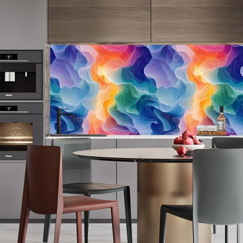 Generisch tapete selbstklebend 44wX1000Lcm Farbige Rauchkunst tapete steinoptik Modernes Wanddesign für Arbeitszimmer oder Home Office – selbstklebend und rückstandslos entfernbar EBZ9-261486 von Generisch