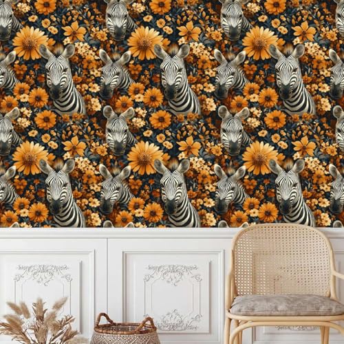 Generisch tapete selbstklebend 44wX1000Lcm Gelbe Zebrablumen tapete steinoptik Modernes Wanddesign für Arbeitszimmer oder Home Office – selbstklebend und rückstandslos entfernbar EBZ9-262627 von Generisch