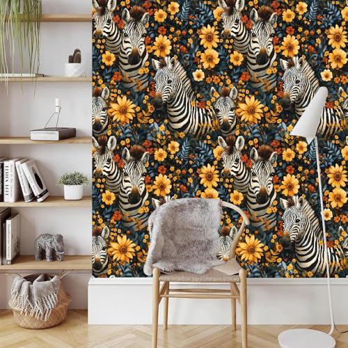 Generisch tapete selbstklebend 44wX1000Lcm Gelbe Zebrablumen tapete steinoptik Modernes Wanddesign für Arbeitszimmer oder Home Office – selbstklebend und rückstandslos entfernbar EBZ9-262643 von Generisch