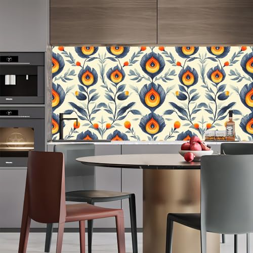 Generisch tapete selbstklebend 44wX1000Lcm Große Augenfedern tapete steinoptik Modernes Wanddesign für Arbeitszimmer oder Home Office – selbstklebend und rückstandslos entfernbar EBZ9-263704 von Generisch