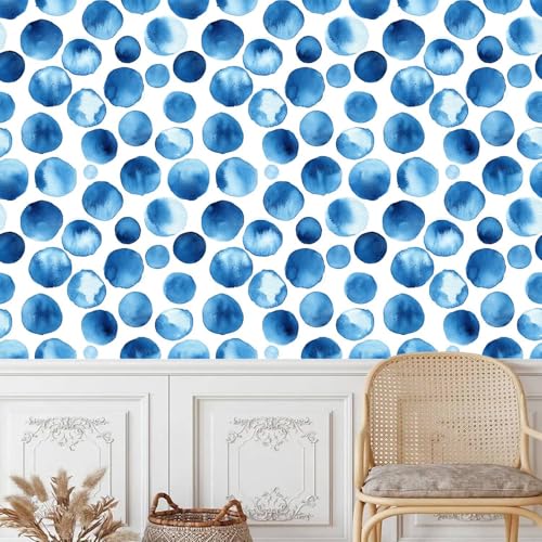 Generisch tapete selbstklebend 44wX1000Lcm Kreisförmige Blaue Kunst raufasertapete Schnelle Raumgestaltung mit Stil – wasserabweisend, strapazierfähig und leicht anzubringen EBZ9-262402 von Generisch