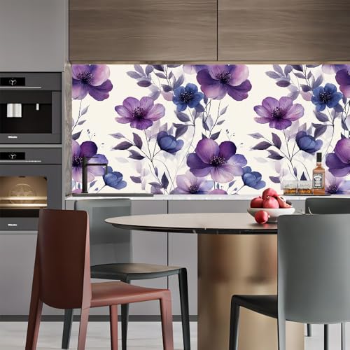 Generisch tapete selbstklebend 44wX1000Lcm Lila Blüten tapete steinoptik Modernes Wanddesign für Arbeitszimmer oder Home Office – selbstklebend und rückstandslos entfernbar EBZ9-261212 von Generisch