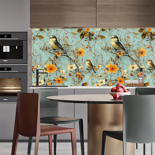 Generisch tapete selbstklebend 44wX1000Lcm Pirol Blumen Zweige tapete steinoptik Modernes Wanddesign für Arbeitszimmer oder Home Office – selbstklebend und rückstandslos entfernbar EBZ9-260486 von Generisch