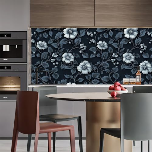 Generisch tapete selbstklebend 44wX1000Lcm Retro-Blumenranken tapete steinoptik Modernes Wanddesign für Arbeitszimmer oder Home Office – selbstklebend und rückstandslos entfernbar EBZ9-262938 von Generisch