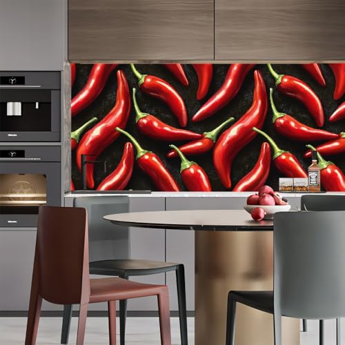 Generisch tapete selbstklebend 44wX1000Lcm Rote Chilischoten tapete steinoptik Modernes Wanddesign für Arbeitszimmer oder Home Office – selbstklebend und rückstandslos entfernbar EBZ9-261568 von Generisch
