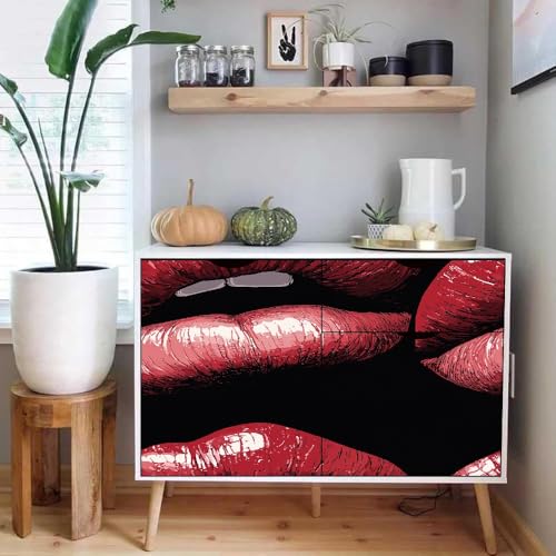 Generisch tapete selbstklebend 44wX1000Lcm Rote Sexy Lippen tapete steinoptik Modernes Wanddesign für Arbeitszimmer oder Home Office – selbstklebend und rückstandslos entfernbar EBZ9-261625 von Generisch