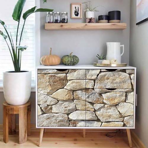 Generisch tapete selbstklebend 44wX1000Lcm Vintage Steinmauer tapete steinoptik Modernes Wanddesign für Arbeitszimmer oder Home Office – selbstklebend und rückstandslos entfernbar EBZ9-262652 von Generisch