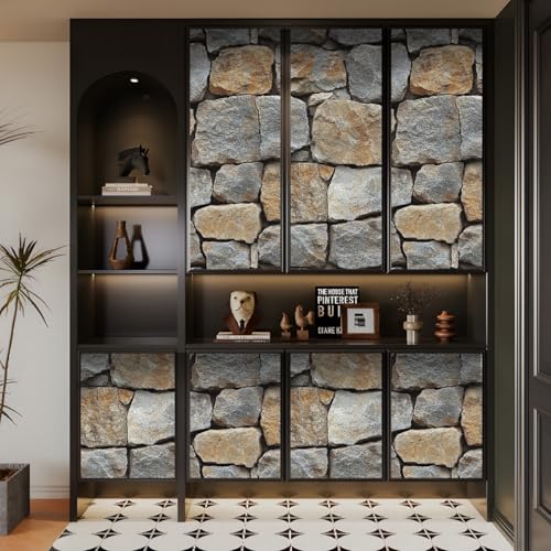 Generisch tapete selbstklebend 44wX1000Lcm Vintage Steinmauer tapete steinoptik Modernes Wanddesign für Arbeitszimmer oder Home Office – selbstklebend und rückstandslos entfernbar EBZ9-262700 von Generisch