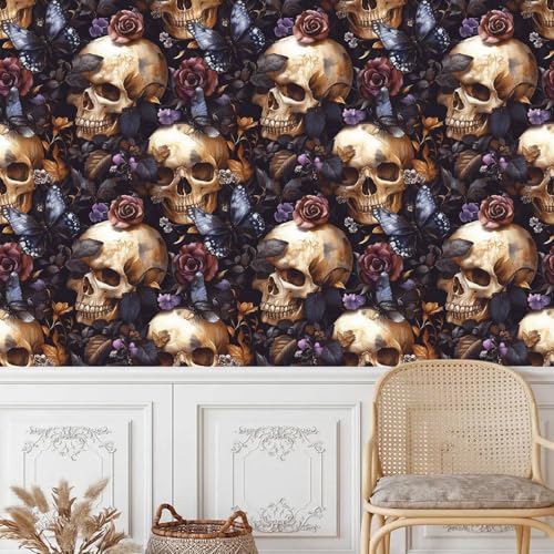 Generisch tapete selbstklebend 44wX100Lcm Lila Blumen Schmetterling Totenkopf raufasertapete weiß Pflegeleichtes Wanddesign für Küche oder Bad – feucht abwischbar und langlebig EBZ9-263118 von Generisch