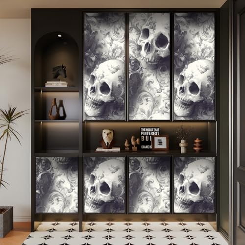 Generisch tapete selbstklebend 44wX100Lcm Retro Schwarz-weißer Totenkopf raufasertapete weiß Pflegeleichtes Wanddesign für Küche oder Bad – feucht abwischbar und langlebig EBZ9-262587 von Generisch