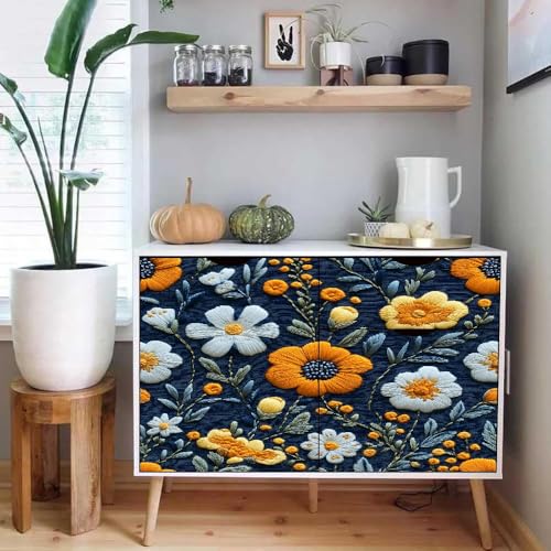 Generisch tapete selbstklebend 44wX100Lcm Vintage Anti-Strickblumen raufasertapete weiß Pflegeleichtes Wanddesign für Küche oder Bad – feucht abwischbar und langlebig EBZ9-263424 von Generisch