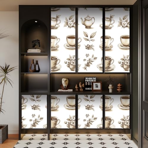 Generisch tapete selbstklebend 44wX300Lcm Retro Blumenkaffee tapetenkleister vliestapete Hochwertiges Wandbild für Mietwohnungen – ideal zur schnellen Raumgestaltung ohne Bohren EBZ9-261055 von Generisch