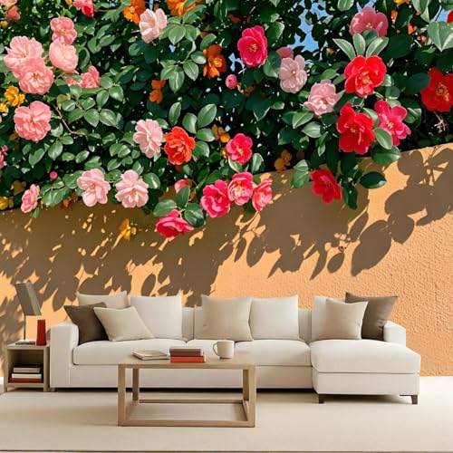 Generisch tapete vintage 400x280cm Bunte Blumenwand vintage tapete Großformatiges 3D Wandbild auf Canvas ohne Kleberückseite, perfekt für Wohnwand EB24-1765 von Generisch