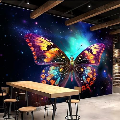 Generisch tapete vintage 400x280cm Farbiger Schmetterling vintage tapete Großformatiges 3D Wandbild auf Canvas ohne Kleberückseite, perfekt für Wohnwand EB24-10706 von Generisch