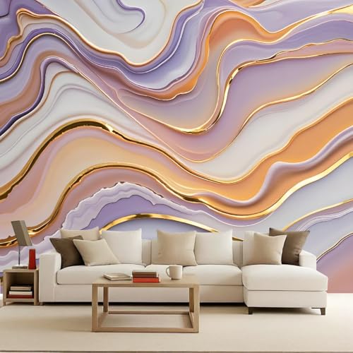 Generisch tapete vintage 400x280cm Marmor Gold Orange Streifen vintage tapete Großformatiges 3D Wandbild auf Canvas ohne Kleberückseite, perfekt für Wohnwand EB24-324 Generisch tapete vintage 400x280cm Marmor Gold Orange Streifen vintage tapete Großformatiges 3D Wandbild auf Canvas ohne Kleberückseite, perfekt für Wohnwand EB24-324 von Generisch