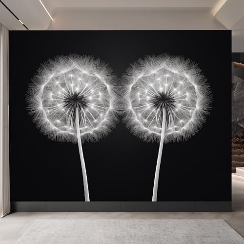Generisch tapete vintage 400x280cm Schwarz-weißer dandelion vintage tapete Großformatiges 3D Wandbild auf Canvas ohne Kleberückseite, perfekt für Wohnwand EB24-1815 von Generisch