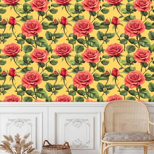 Generisch vinyltapete 44wX500Lcm Rote Blumen, Rosen, Grüne Blätter tapete blumen Für Wohnzimmer, Schlafzimmer oder Home Office – modernes Design mit hochwertiger Oberfläche EBZ9-263385 Generisch vinyltapete 44wX500Lcm Rote Blumen, Rosen, Grüne Blätter tapete blumen Für Wohnzimmer, Schlafzimmer oder Home Office – modernes Design mit hochwertiger Oberfläche EBZ9-263385 von Generisch