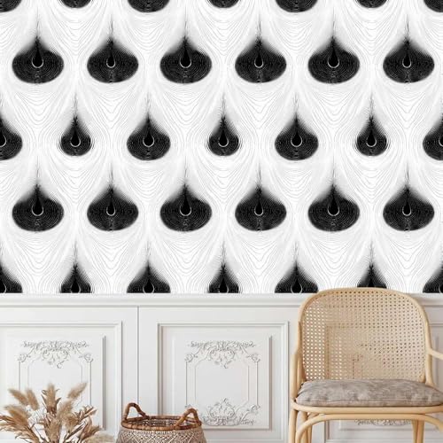 Generisch vinyltapete 44wX500Lcm Schwarz-weiße Pfauenfedern tapete blumen Für Wohnzimmer, Schlafzimmer oder Home Office – modernes Design mit hochwertiger Oberfläche EBZ9-261011 Generisch vinyltapete 44wX500Lcm Schwarz-weiße Pfauenfedern tapete blumen Für Wohnzimmer, Schlafzimmer oder Home Office – modernes Design mit hochwertiger Oberfläche EBZ9-261011 von Generisch