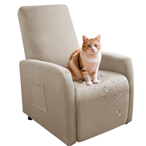 Generisch wasserdichte Sessel überzug Stretch, Sesselschoner mit Taschen Wohnzimmer, Angepasster für Fernsehsessel Bezug-Light Brown von Generisch