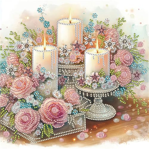 Generish Diamond Painting Erwachsene,Kerze 5D Diamont Painting Bilder Diamant Painting Bastelset Basteln Mädchen Haus Deko 30 x 30 cm von Generisch