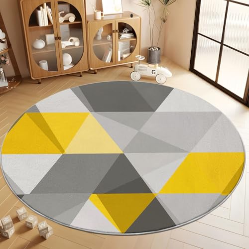 Geometrische Dreiecke Quadrate Runder Teppich Flauschig Waschbar - 60 cm Komfort Super Weich Runder Teppich Grau, für Arbeitszimmer Büro Wohnzimmer Esszimmer Schlafzimmer Geometrische Dreiecke Quadrate Runder Teppich Flauschig Waschbar - 60 cm Komfort Super Weich Runder Teppich Grau, für Arbeitszimmer Büro Wohnzimmer Esszimmer Schlafzimmer von Generisch