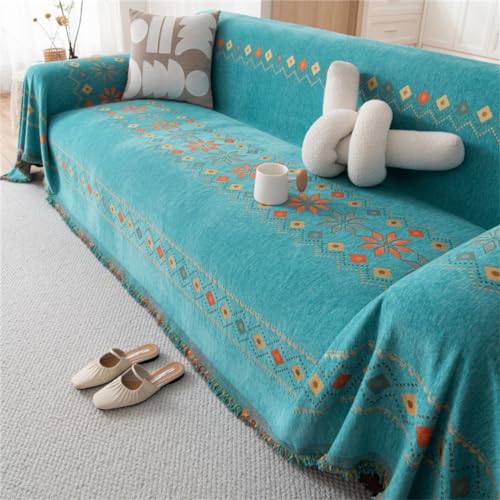 Geometrische Sofabezug - Große dekorative Decke für 1-4-Sitzer-Sofas, Mehrzweck-Tagesdecke, stilvoller Couchschutz (Grün, 180 x 380 cm) von Generisch