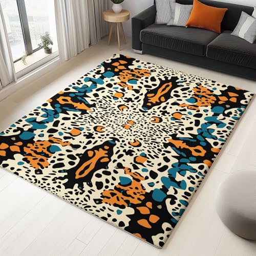 Geometrische Vintage Spiegelpunkte Teppich Wohnzimmer 160 x 230 cm, Supersoft Kurzflor Teppich Schlafzimmer, Waschbar Anti-Rutsch fussmatte für Jugendzimmer Badezimmer, Gelb Geometrische Vintage Spiegelpunkte Teppich Wohnzimmer 160 x 230 cm, Supersoft Kurzflor Teppich Schlafzimmer, Waschbar Anti-Rutsch fussmatte für Jugendzimmer Badezimmer, Gelb von Generisch