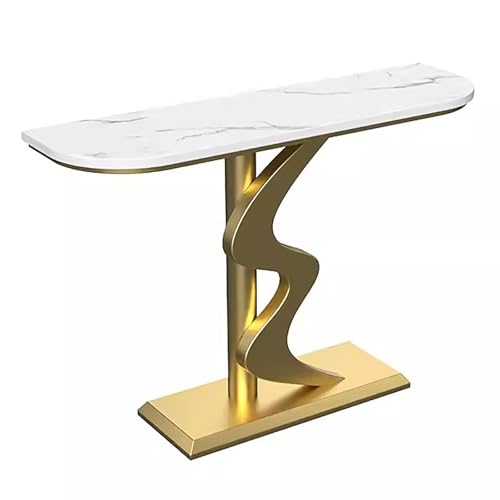 Geometrischer Konsolentisch für Eingangsbereich und Wohnzimmer, gelber Sofatisch mit stabilem Metallrahmen, 39,3 Zoll moderner Flurtisch, stilvolles und stabiles Design von Generisch