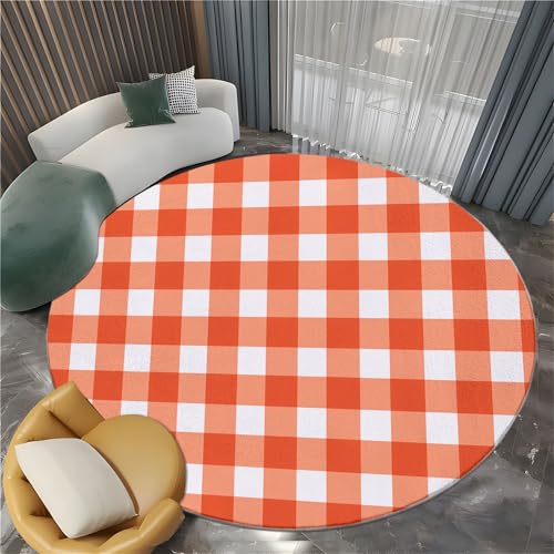 Geometrisches Gittermuster Runder Teppich Wohnzimmer Orange Farbe Schlafzimmer Flanell Weiche Runder Teppich, 120 cm Kinderzimmer Runde Teppiche für Küche Korridor Esszimmer Bodenmatte Geometrisches Gittermuster Runder Teppich Wohnzimmer Orange Farbe Schlafzimmer Flanell Weiche Runder Teppich, 120 cm Kinderzimmer Runde Teppiche für Küche Korridor Esszimmer Bodenmatte von Generisch