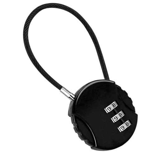 Gepäckschlösser - Sicherheitsleitungen mit Code | 3 Ziffer Kombination Vorhängeschloss | Flexible Kombination Travel Vorhängeschloss für Koffer Gepäckkoffer Bag Code Lock, Schwarz von Generisch