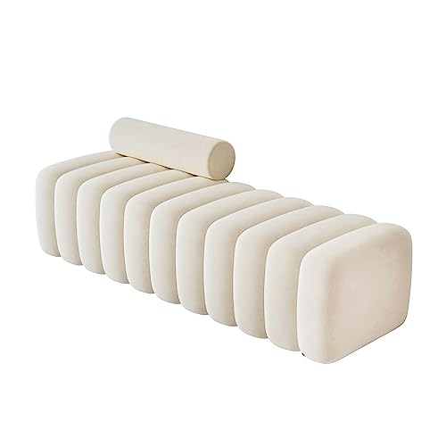 Gepolsterte, getuftete Ottoman-Bank, Schuhaufbewahrung, rechteckig, Eingangsbereich, Esszimmer, Fußstütze, Hocker mit gepolstertem Kissen, 60 x 45 x 43 cm, stilvolle und funktionale Möbel von Generisch