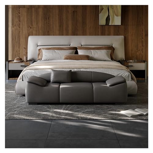Gepolsterte Bettbank mit Armlehnen für Wohnzimmer oder Schlafzimmer (Grau 180 x 50 x 54 cm) von Generisch