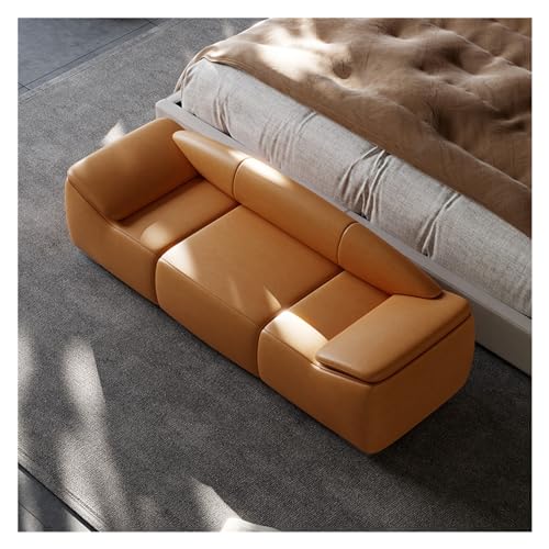 Gepolsterte Eingangsbank mit gepolsterten Armlehnen, Orange, 120 x 50 x 54 cm von Generisch