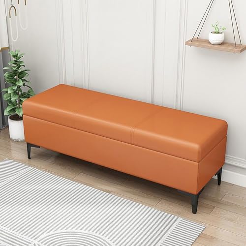 Gepolsterte Sitzbank, 99,8 cm, Eingangsmöbel, stilvoller Schlafzimmersitz, Orange, Flur, moderne Heimdekoration für Schlafzimmer und Eingangsbereich von Generisch