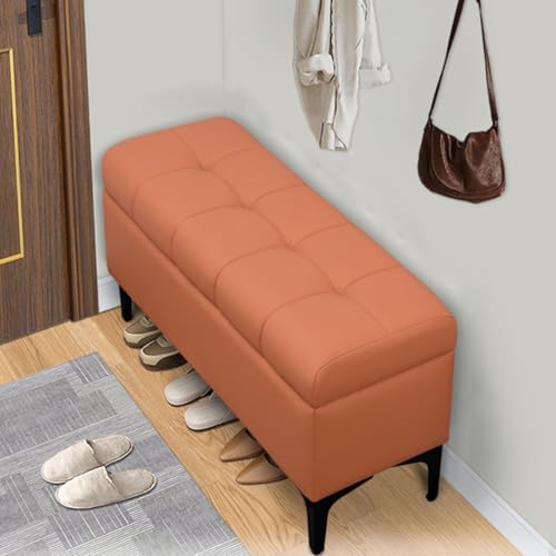 Gepolsterte Sitzbank aus Leder, für Eingangsbereich, Ottomane mit Kissen, vielseitige kleine Möbel für Schlafzimmer und Wohnzimmer von Generisch