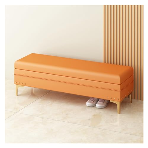 Gepolsterte Sitzbank mit Nagelkopf-Verkleidung, Ottoman-Bank für den Innenbereich, für Wohnzimmer und Schlafzimmer, dekorative Möbel, Esstisch, Bank, Orange, 80 x 40 x 40 cm Gepolsterte Sitzbank mit Nagelkopf-Verkleidung, Ottoman-Bank für den Innenbereich, für Wohnzimmer und Schlafzimmer, dekorative Möbel, Esstisch, Bank, Orange, 80 x 40 x 40 cm von Generisch