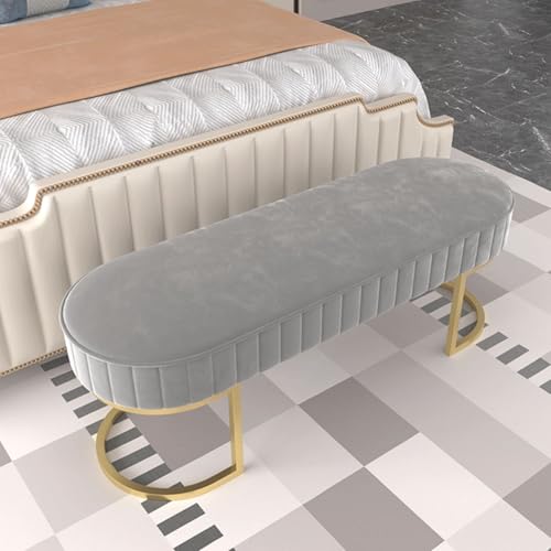 Gepolsterte Sitzbank mit Stauraum, Samt, Goldbeine, Eingangs-Ottomane, Schuhregal, Fensterbank für Wohnzimmer, Schlafzimmer, Flur, Grau, 140 cm – stilvolle und funktionale Wohnmöbel Gepolsterte Sitzbank mit Stauraum, Samt, Goldbeine, Eingangs-Ottomane, Schuhregal, Fensterbank für Wohnzimmer, Schlafzimmer, Flur, Grau, 140 cm – stilvolle und funktionale Wohnmöbel von Generisch