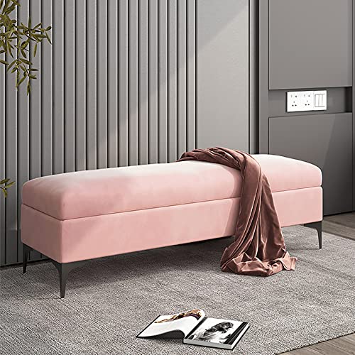 Gepolsterte Sitzbank mit Stauraum, Samt, mit Premium-Kommode, für Schlafzimmer, Organisation, Rosa (80 x 40 x 43 cm), keine Montage erforderlich von Generisch