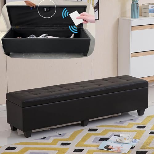 Gepolsterte Sitzbank mit abschließbarem Deckel, multifunktionaler Sitzhocker für Schlafzimmer, Wohnzimmer und Eingangsbereich von Generisch