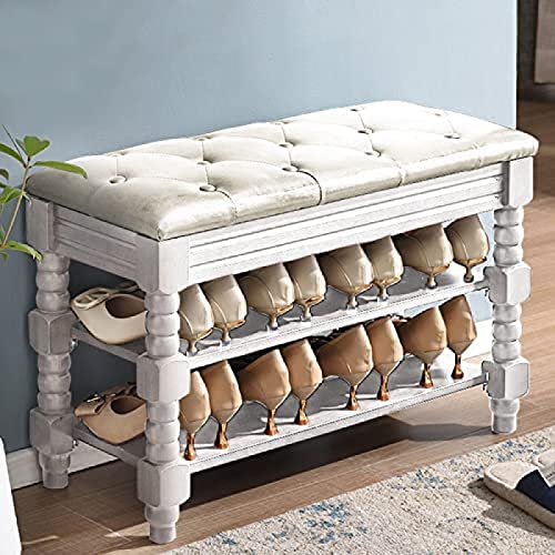 Gepolsterte Sitzbank mit gepolstertem Sitz, Lederknopf, getuftetes Design, große Kapazität für Eingangsbereich oder Schlafzimmer-Organisation von Generisch