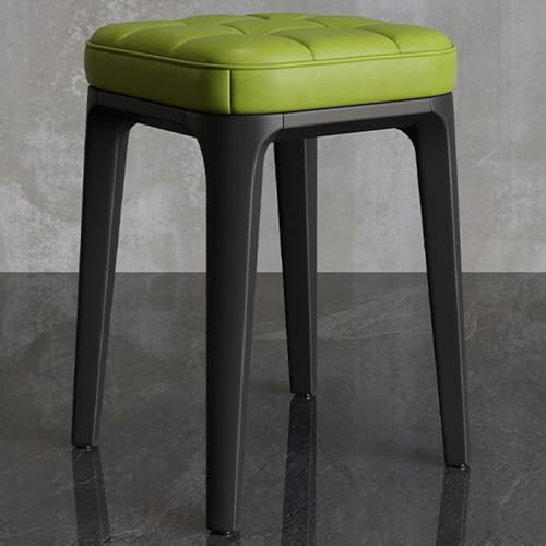 Gepolsterter, stapelbarer Hocker, PU-Leder, Esszimmerstühle, quadratisch, ohne Rückenlehne, vielseitige Ottomane für Wohnzimmer, Küche, Klassenzimmer, Obstgrün, 45 cm Gepolsterter, stapelbarer Hocker, PU-Leder, Esszimmerstühle, quadratisch, ohne Rückenlehne, vielseitige Ottomane für Wohnzimmer, Küche, Klassenzimmer, Obstgrün, 45 cm von Generisch